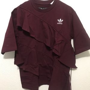 Adidas originals x J KOO ruffle top